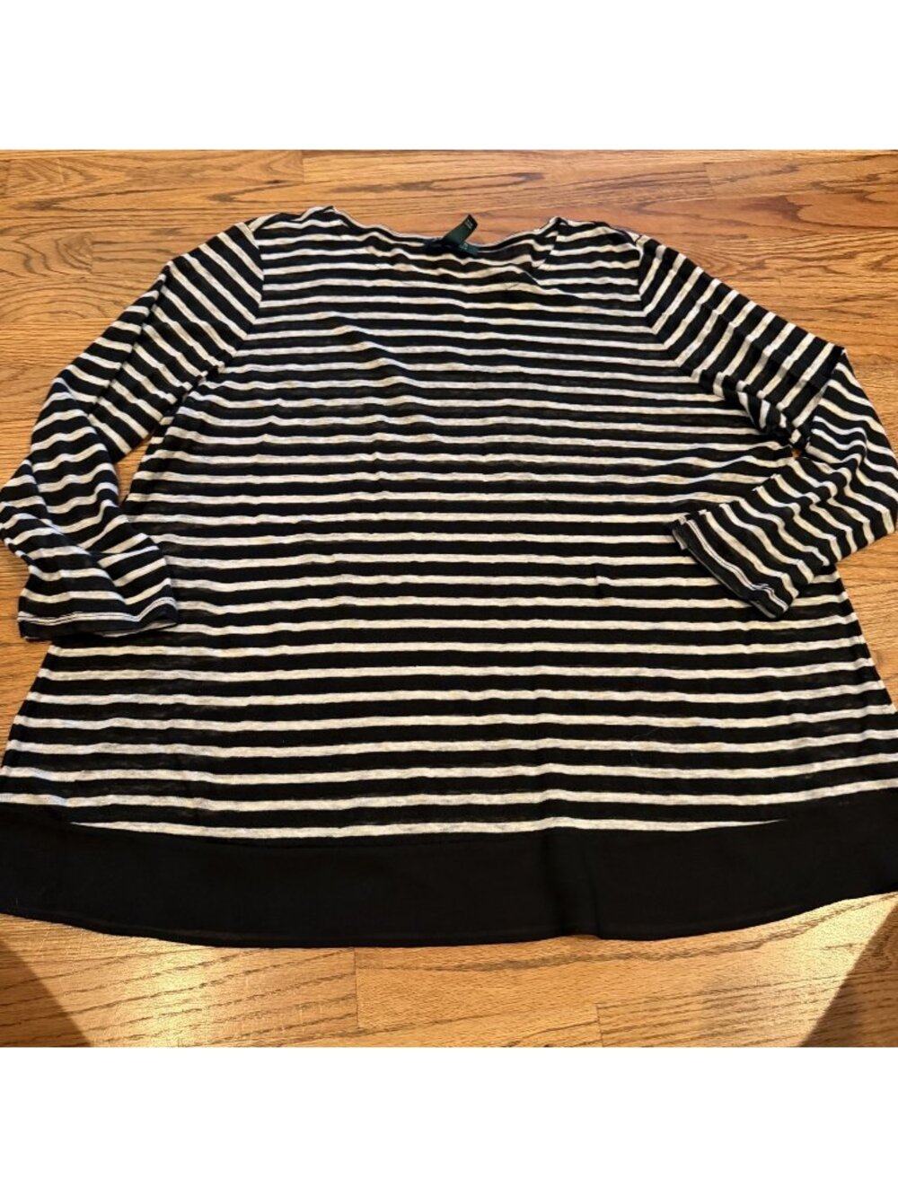 Ralph Lauren Womens Black White Striped Linen Lightweight Shirt XL